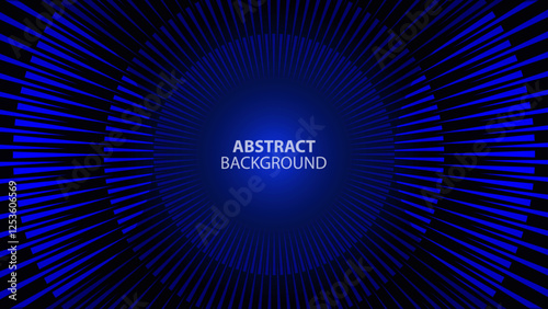 Abstract Blue Background with Radiating Lines: Modern Round Ring Circle Banner Graphic Template. Vector