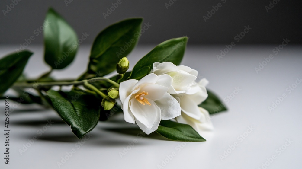 Obraz premium Elegant White Flowers on a White Background