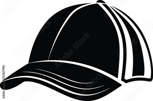 Vintage style Baseball Cap vector, Baseball Cap silhouette and line art vector illustration