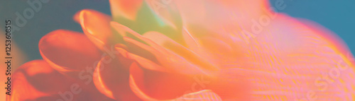 Delicate flower with rounded petals featuring halftone texture on a textured background