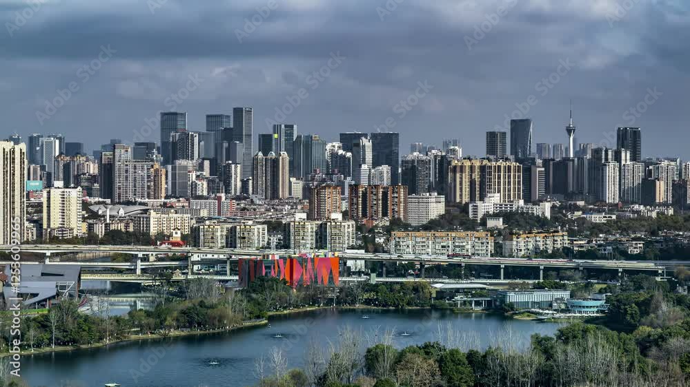 4k aerial video showcasing Chengdu, the land of abundance as a vibrant park city surrounded by modernity