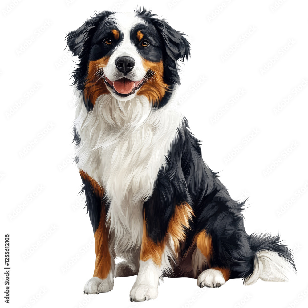 Majestic bernese mountain dog with tri-color fur on black background Majestic bernese mountain dog with tri-color fur on black background