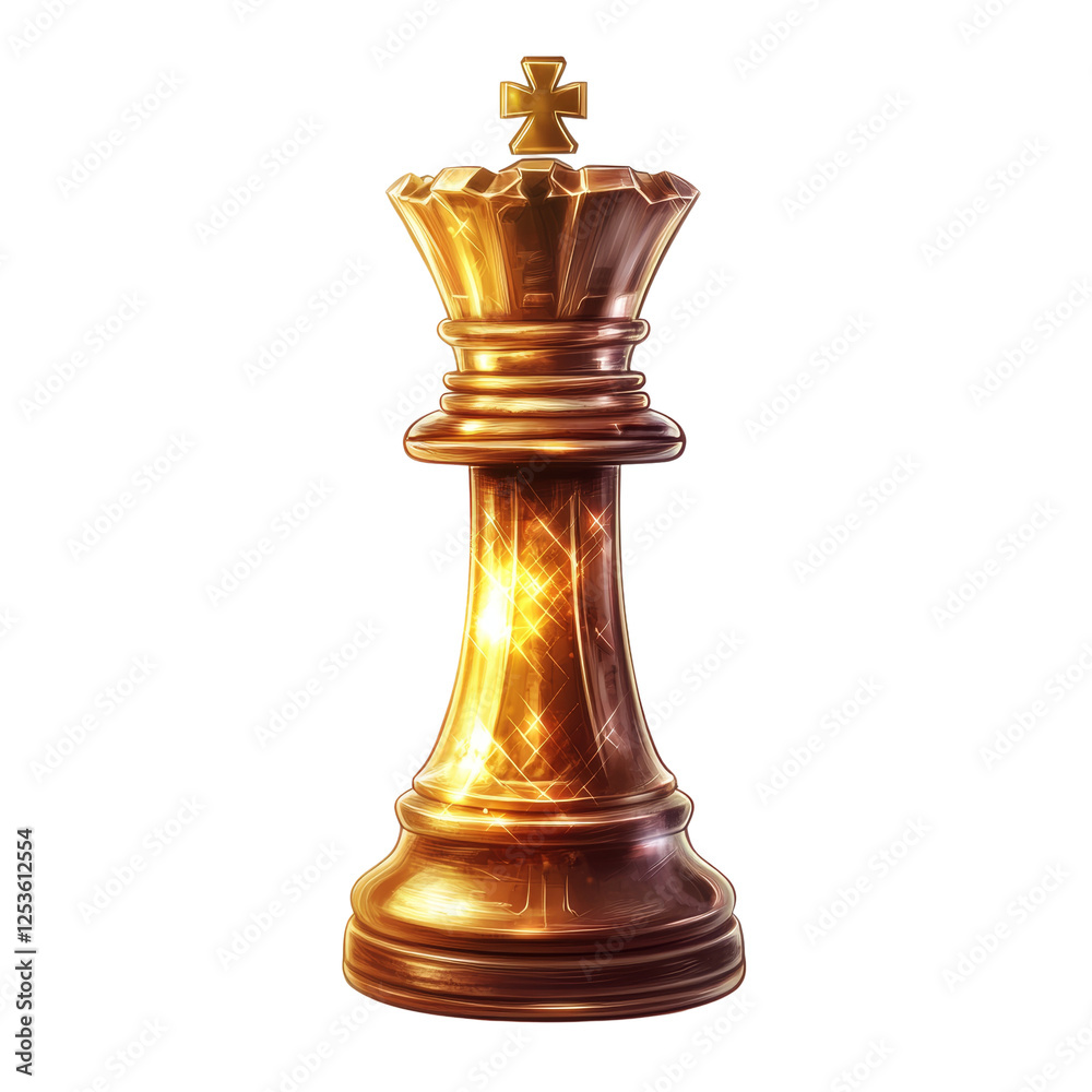 Gleaming golden king chess piece, symbol of strategy and power Gleaming golden king chess piece, symbol of strategy and power