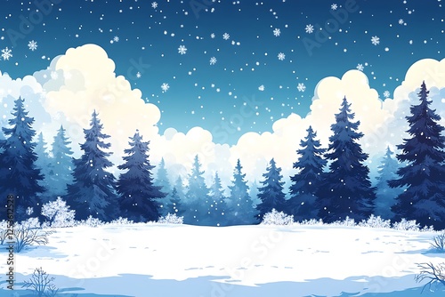 Beautiful Winter Snowfall Landscape