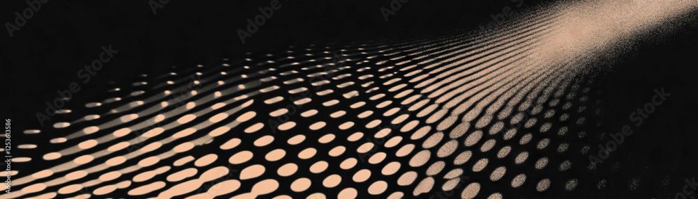Fototapeta premium Concentric squares and halftone dots create a striking visual pulse on dark grunge background