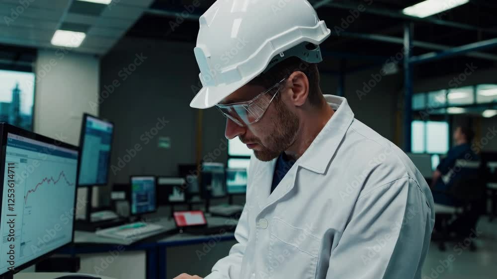 engineer monitoring control panels in a modern refinery control room