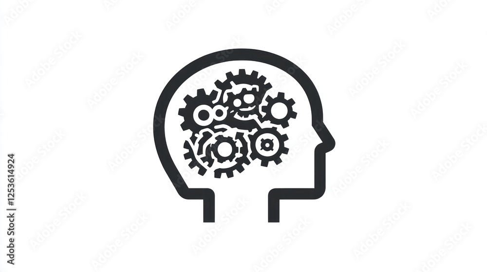 Human brain with gears, concept of mental process, suitable for educational resources Human brain with gears, concept of mental process, suitable for educational resources