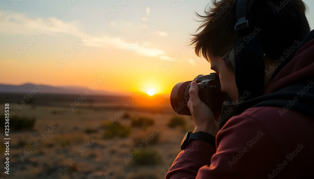 Fototapeta premium Photographer Captures Stunning Sunset Landscape Photography