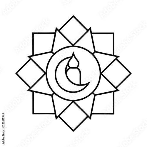 Cuadro en lienzo a vector illustration of a arabic geometric mandala with crescent moon and mosq