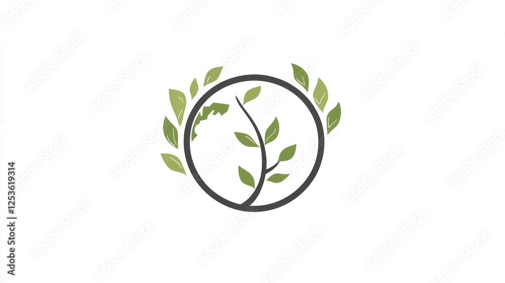 Circle with stylized leaves, nature theme, for illustration use, graphic design Circle with stylized leaves, nature theme, for illustration use, graphic design