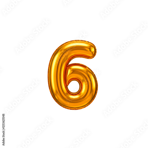 Balão de festa dourado com forma de número 6