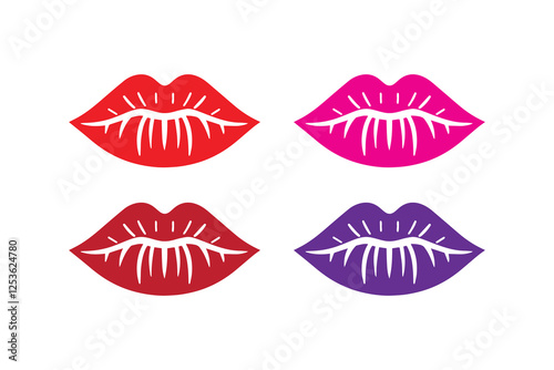 woman lip icon vector silhouette isolated in white background