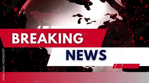 Red Breaking News Banner With Global Map Background.