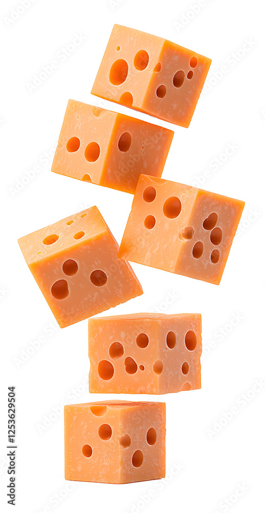 A close up of a pile of cheese cubes A close up of a pile of cheese cubes