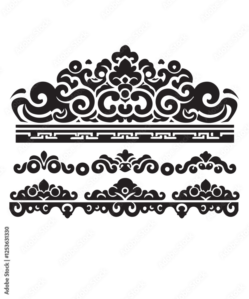 Fototapeta premium Pattern Design Black and White Decorative Flower Vector Background