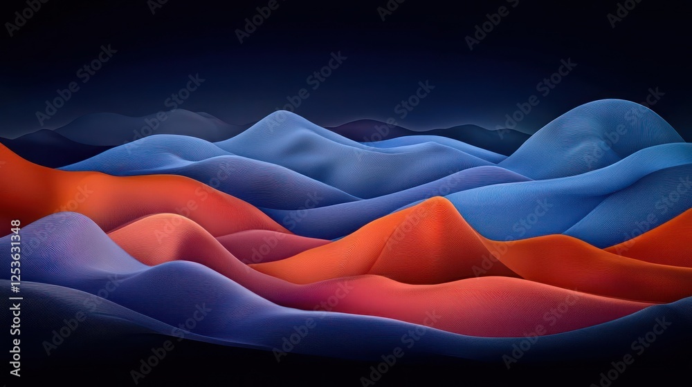 Naklejka premium Abstract Digital Art Landscape With Colorful Mountains