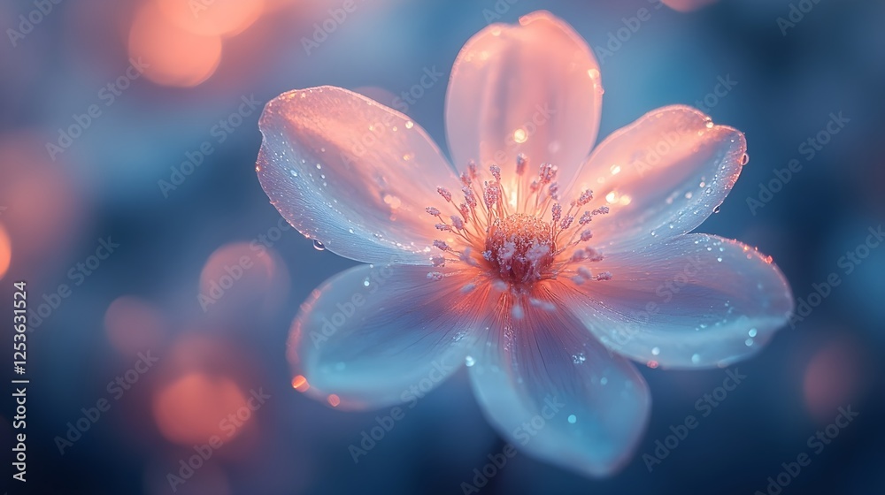 Fototapeta premium A blurred, barely visible mandala fading into a pastel blue background.