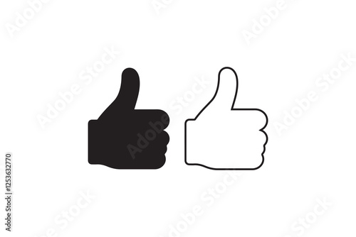 thumbs up icon vector silhouette isolated in white background