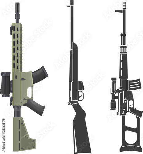 Classic Hunting Rifle Silhouette Vector