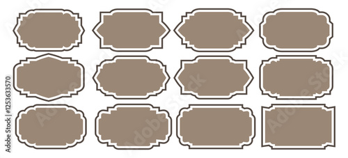 Set of luxury vintage frames. Ornamental label frames. Design of retro labels, Royal wedding insignia, sale sticker or invitation card. Isolated vector illustration