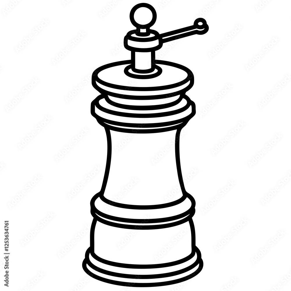 Sleek Pepper Mill Outline Vector Design Sleek Pepper Mill Outline Vector Design
