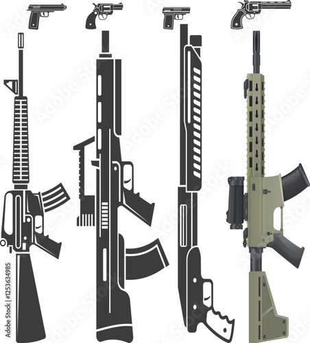 Military Assault Rifle Silhouette Vector