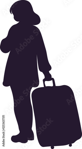 silhouette of a girl with a suitcase