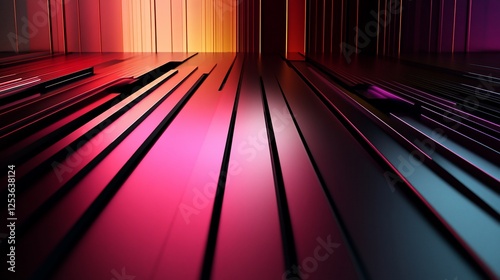Abstract 3D rendering with gradient colors and geometric lines for modern design