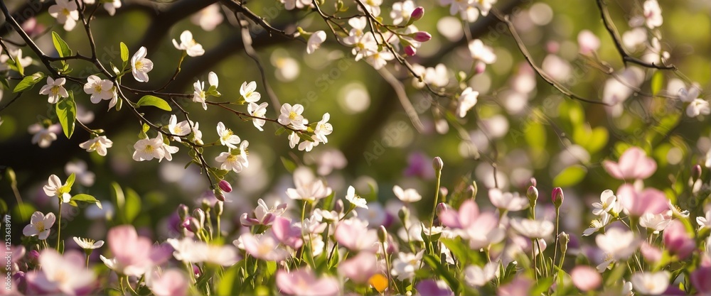 A Lush and Dreamy Spring Scene with Natural Light and Rich Colors A Lush and Dreamy Spring Scene with Natural Light and Rich Colors