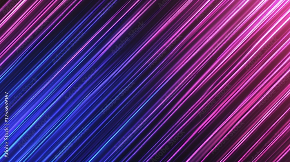 Abstract Neon Light Streaks in Blue and Pink on a Dark Background

