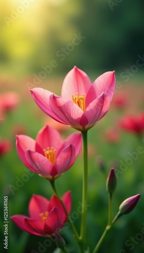 Soft petals of alstroemeria bloom in harmony with nature, serene, flower field, flowers