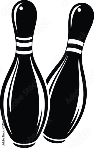 Plastic skittle of toy bowling isolated vector illustration, plastic skittle of toy bowling silhouette and line art vector