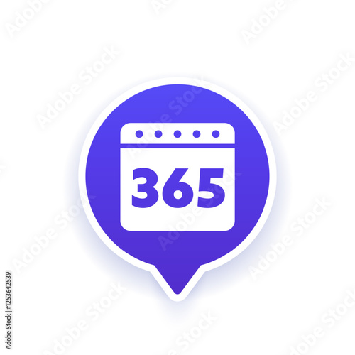 365 days or full year icon with calendar