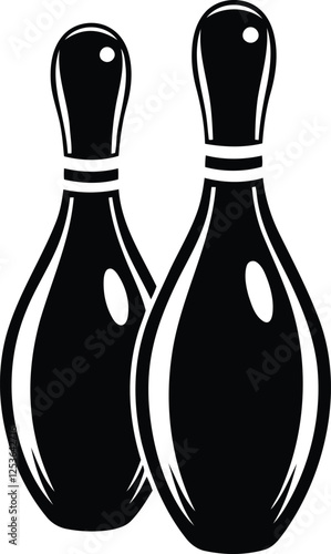 Plastic skittle of toy bowling isolated vector illustration, plastic skittle of toy bowling silhouette and line art vector