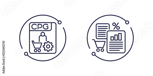 CPG icons, Consumer Packaged Goods line vector