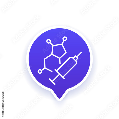 hormone therapy or steroids line icon with syringe