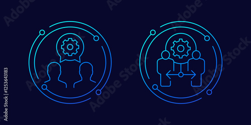 human interaction icons, linear design