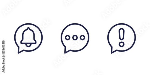 notification line icons on white