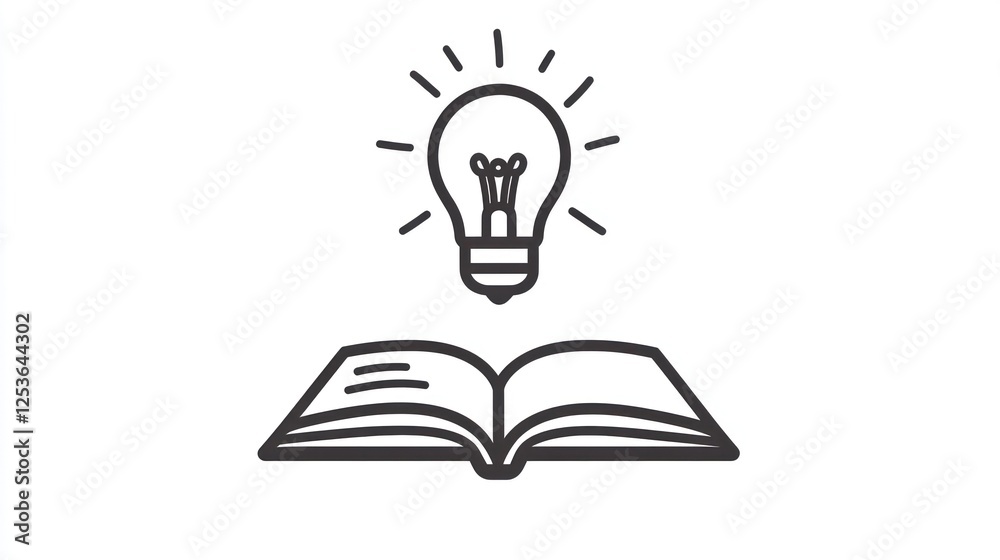 Open Book with Lightbulb, Idea Concept, Simple Illustration, Education Open Book with Lightbulb, Idea Concept, Simple Illustration, Education
