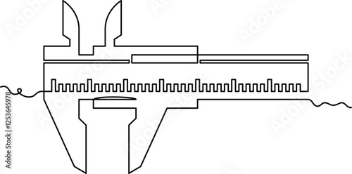 One line art Vernier calipers tool vector illustration. line art, one continuous line, simple, hand drawn and sketch style. for icons, symbols, signs or logos. PNG