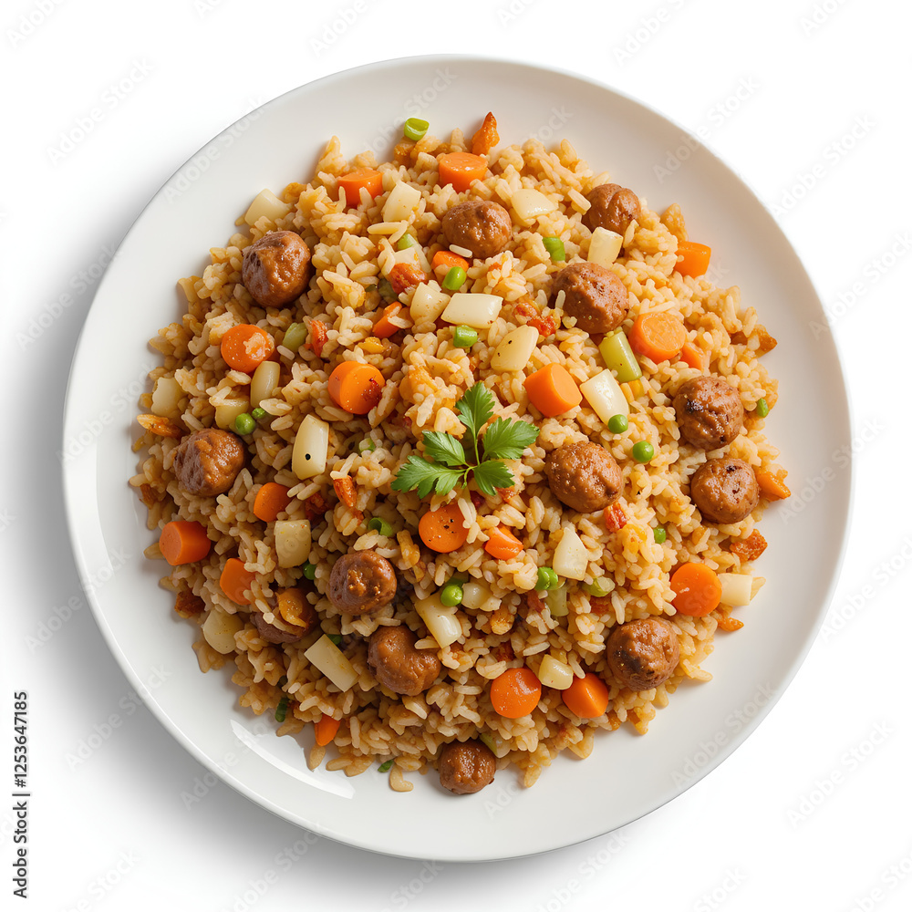 Pilaf - rice with meat, onion, carrot and spices. Pilaf - rice with meat, onion, carrot and spices.
