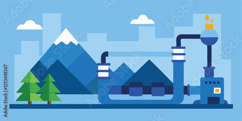 Low Poly Petroleum Gas Pipeline – Petrochemical Finance and Ecology Concept Illustration

