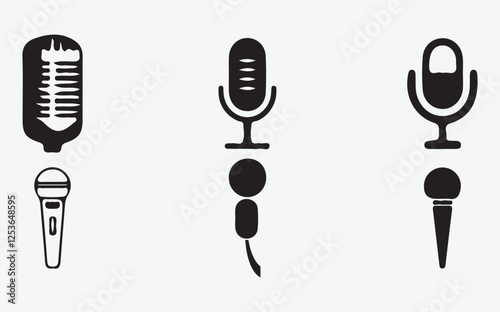 Microphone Icon – Simple Line Art for Music, Podcast, and Broadcast