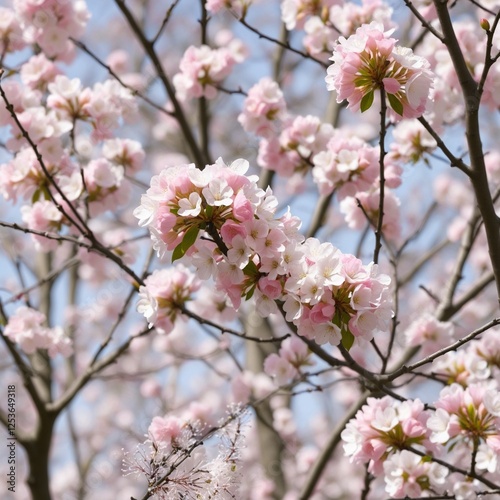 Spring Awakening: Trees Adorned with Pink and White Blossoms