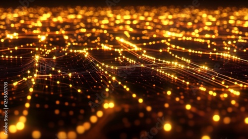 Wallpaper Mural Abstract network of glowing points connected by lines creating a digital landscape Torontodigital.ca