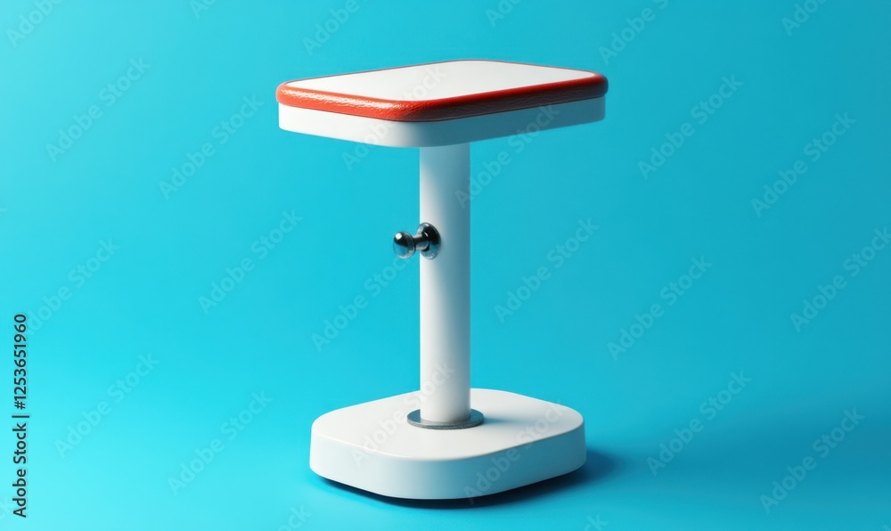 White table, adjustable height, blue background, minimalist design, office furniture White table, adjustable height, blue background, minimalist design, office furniture