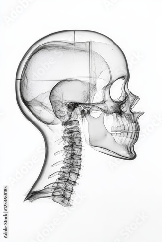 Human Skull and Cervical Spine Anatomy: Detailed 3D Render