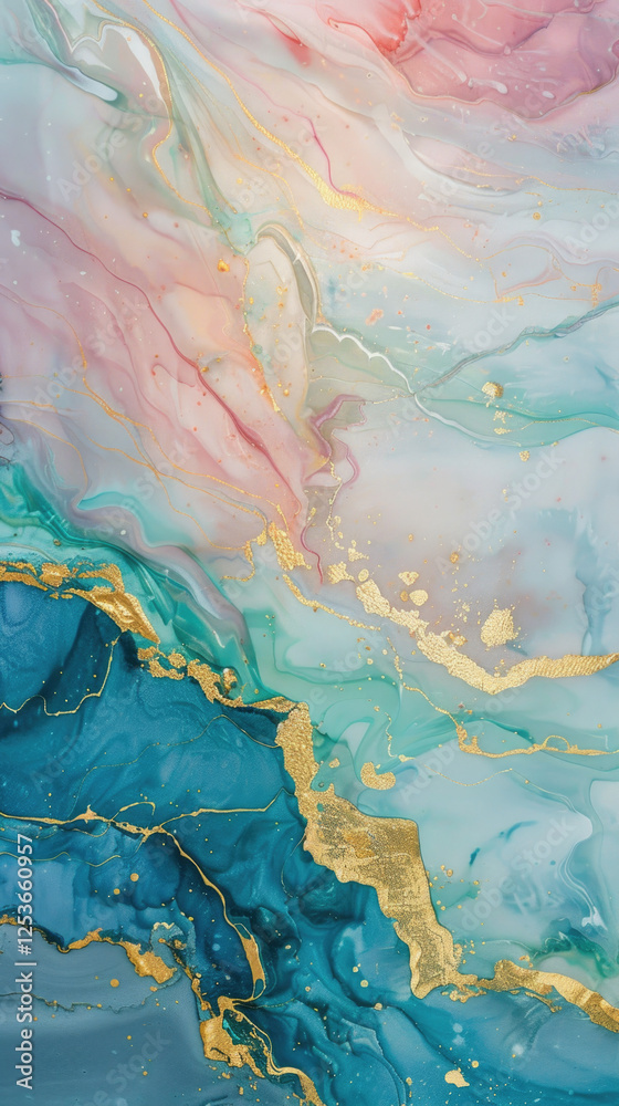 Naklejka premium abstract alcohol ink marble colorful and gold background art