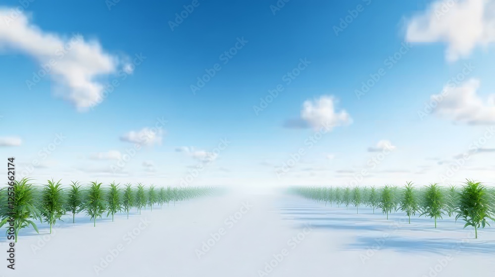 Vast sugarcane field, a verdant landscape of renewable resource and sweetener production