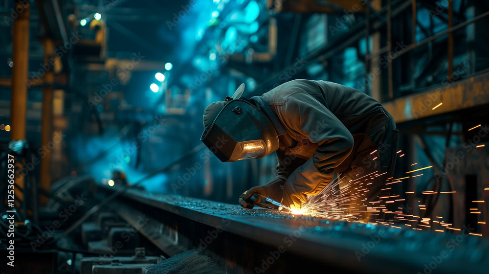 Photos of factory workers welding steel Photos of factory workers welding steel